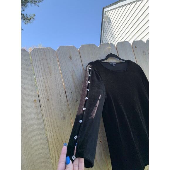 Cable & Gauge Sz Medium Velvet Slit Sleeve Pullover black diamond goth cute - Picture 4 of 8